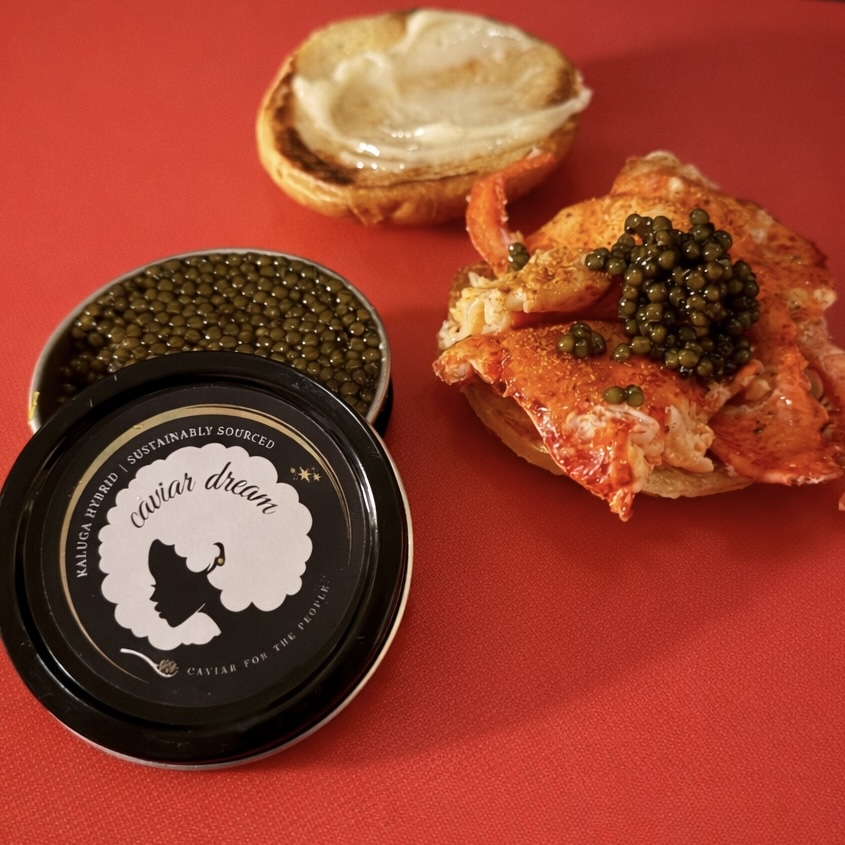 Lobster roll with caviar